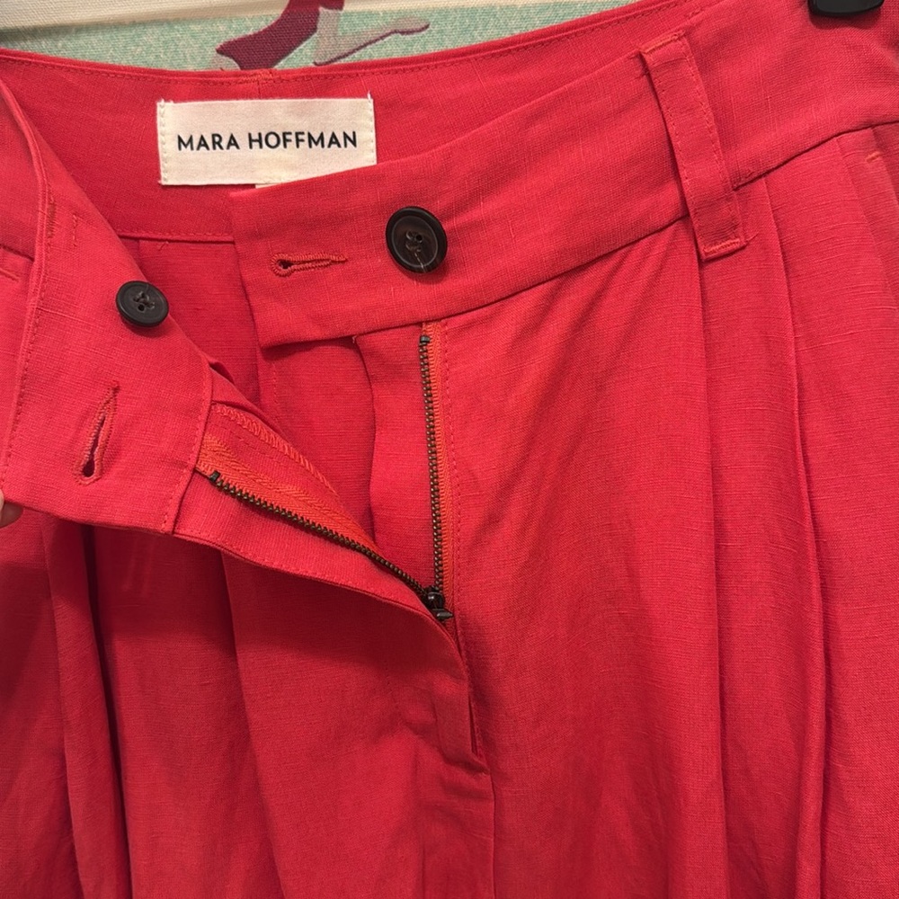 Mara Hoffman Linen Red Maxi Tulay Skirt - Picture 4 of 5